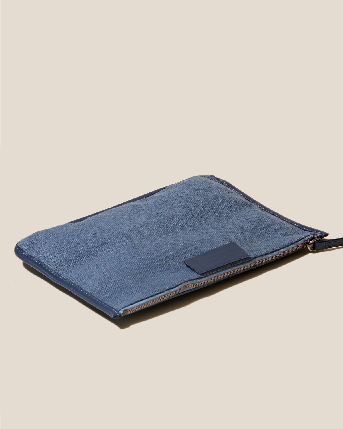 Blue V-Shaped Suede Large Tote Bag