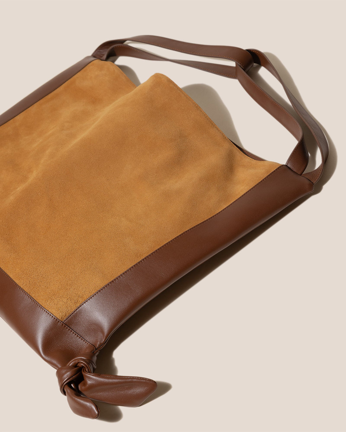 Two-Tone Suede Leather Large Hobo Shopper Bag