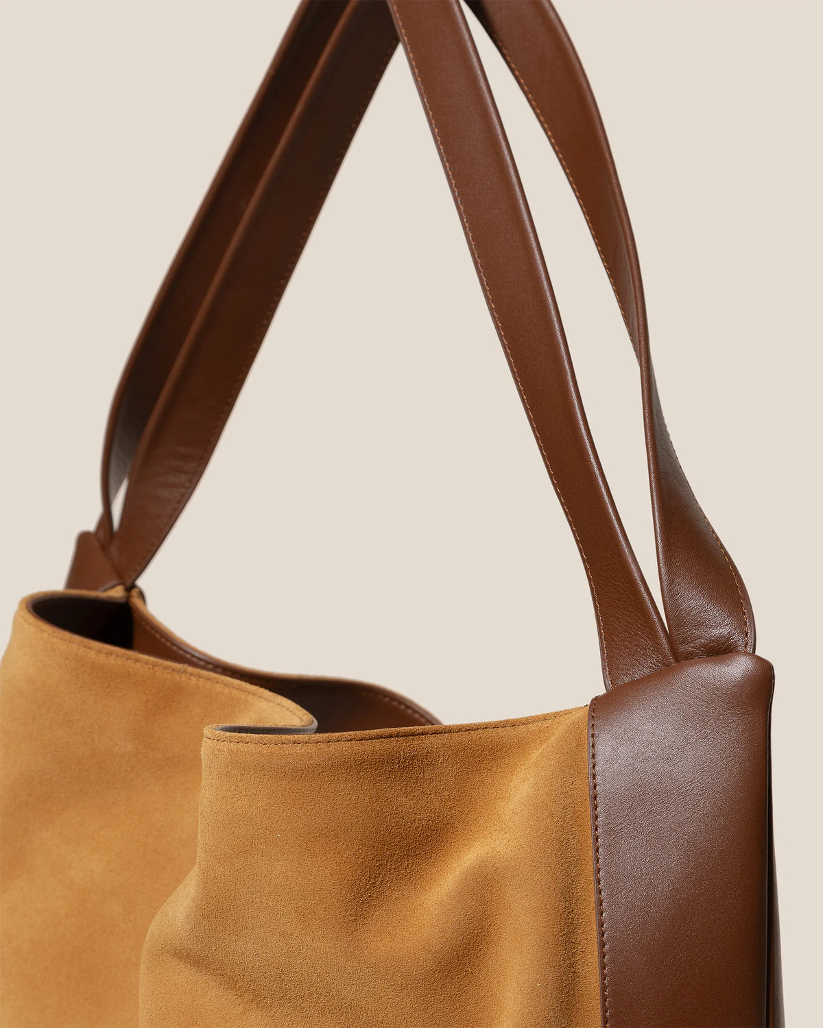 Two-Tone Suede Leather Large Hobo Shopper Bag