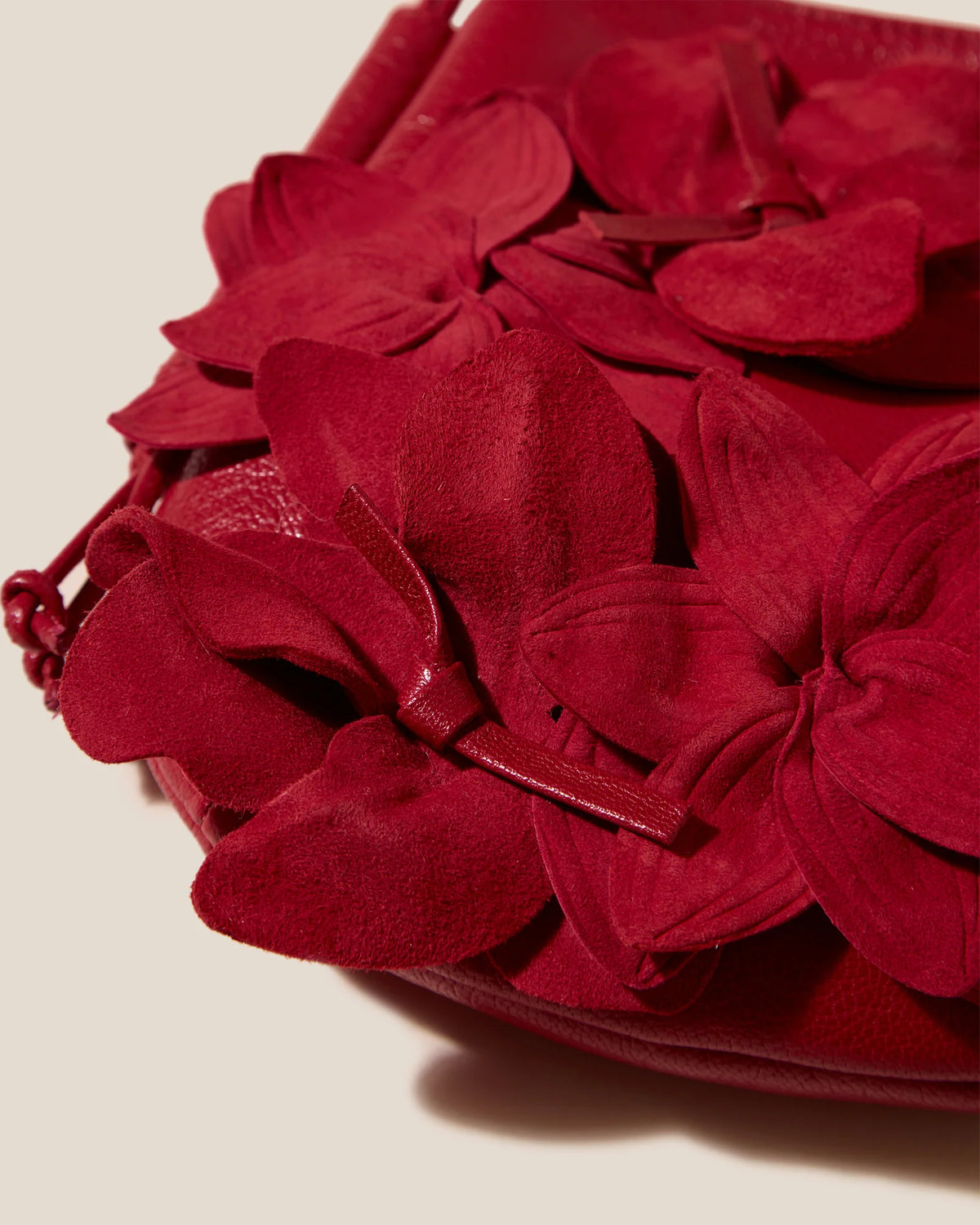 Red 3D Floral Leather Mini Crossbody Bag