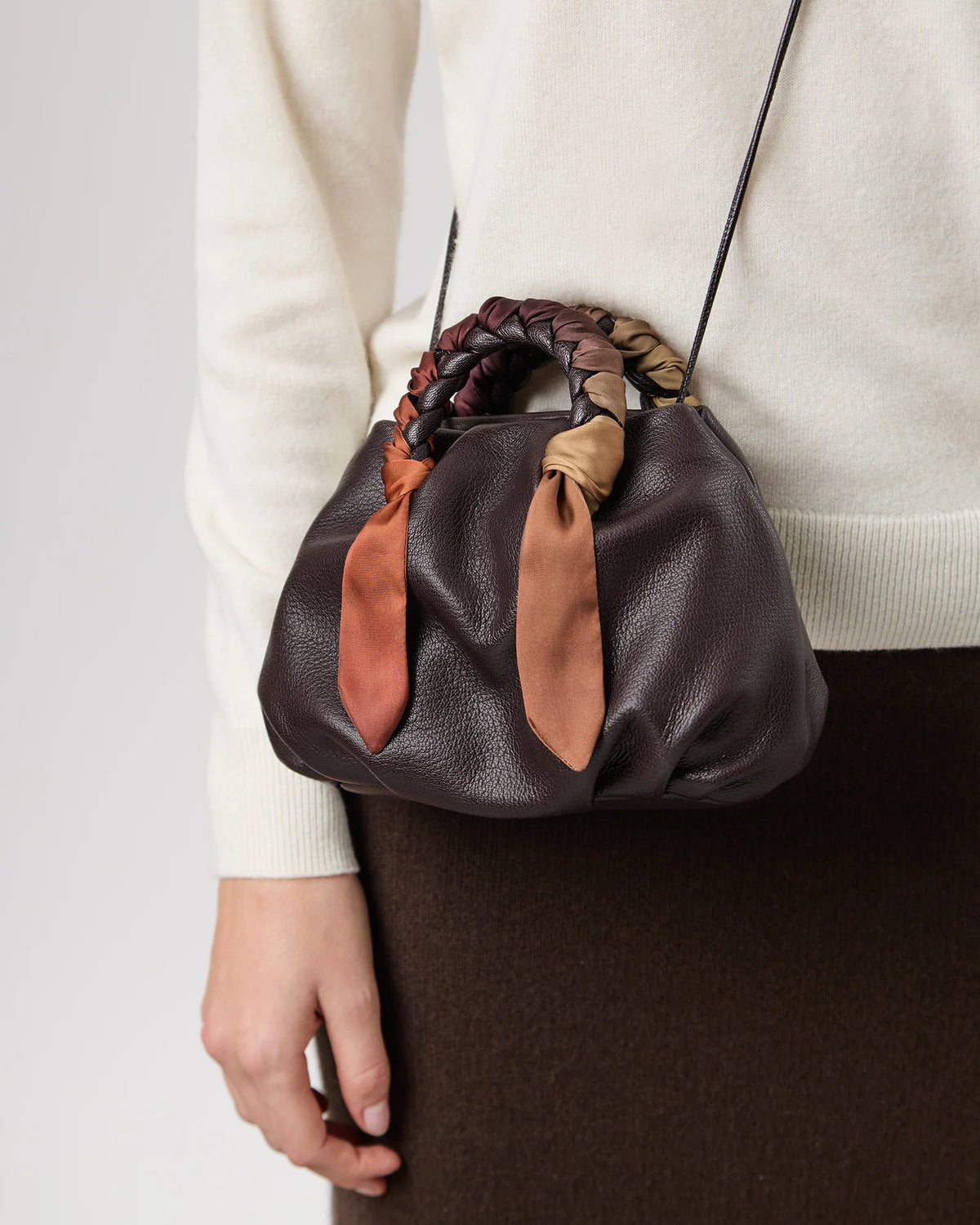 Ebony Braided Leather Mini Handbag
