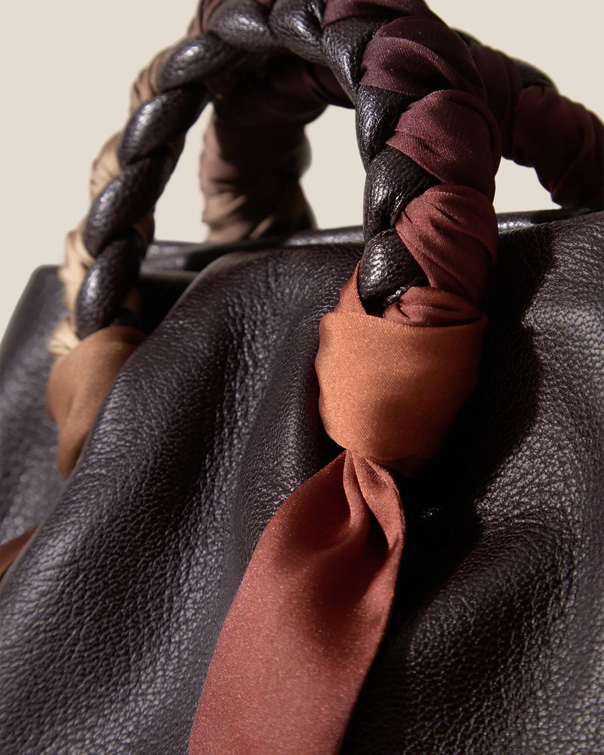 Ebony Braided Leather Mini Handbag