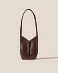 Dark Brown V-Cut Leather Shoulder Bag