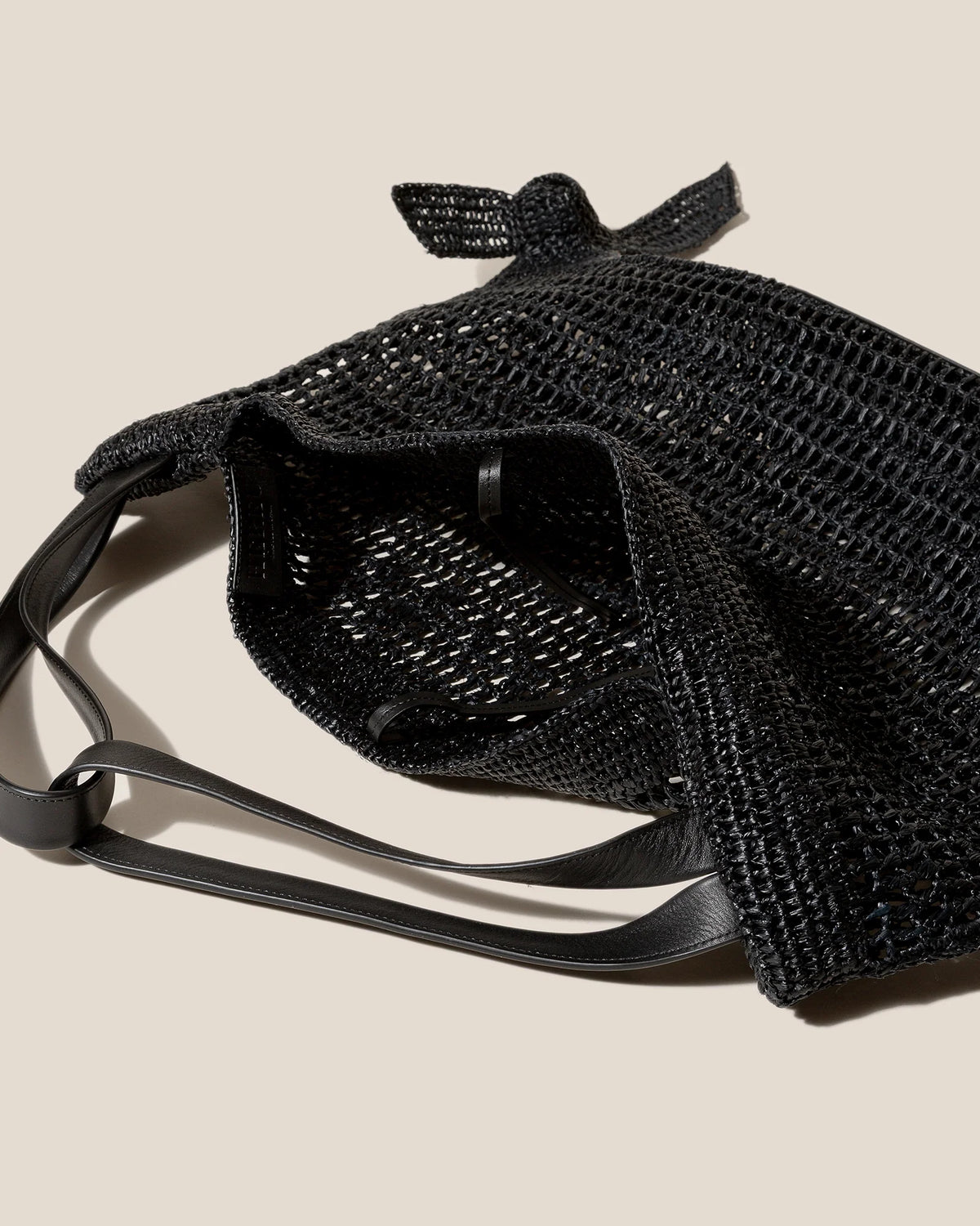 Black Hand Crochet Open Weave Large Tote Bag