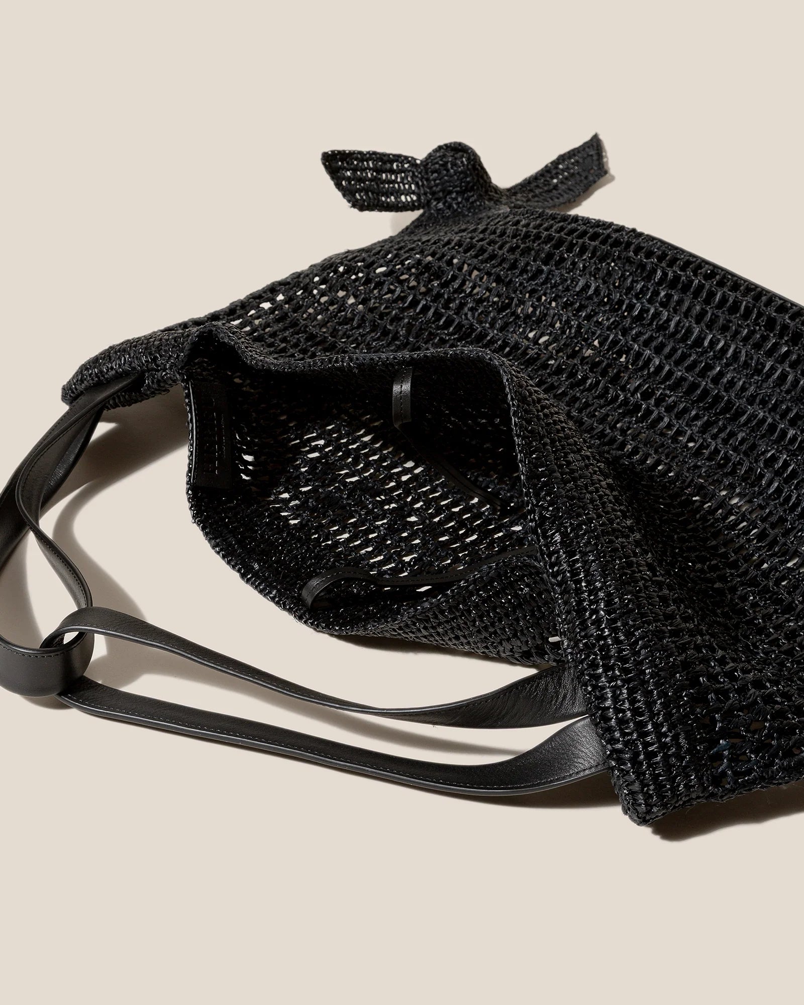 Black Hand Crochet Open Weave Large Tote Bag