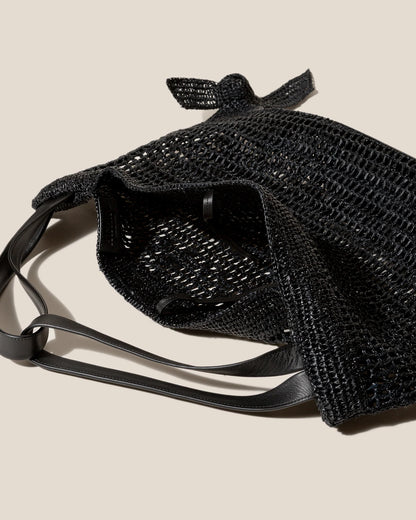 Black Hand Crochet Open Weave Large Tote Bag