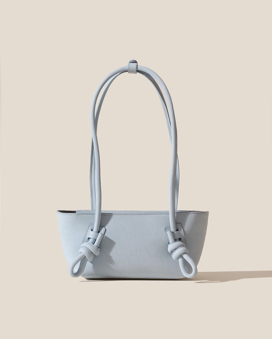 Baby Blue Knotted Detail Leather Underarm Shoulder Bag