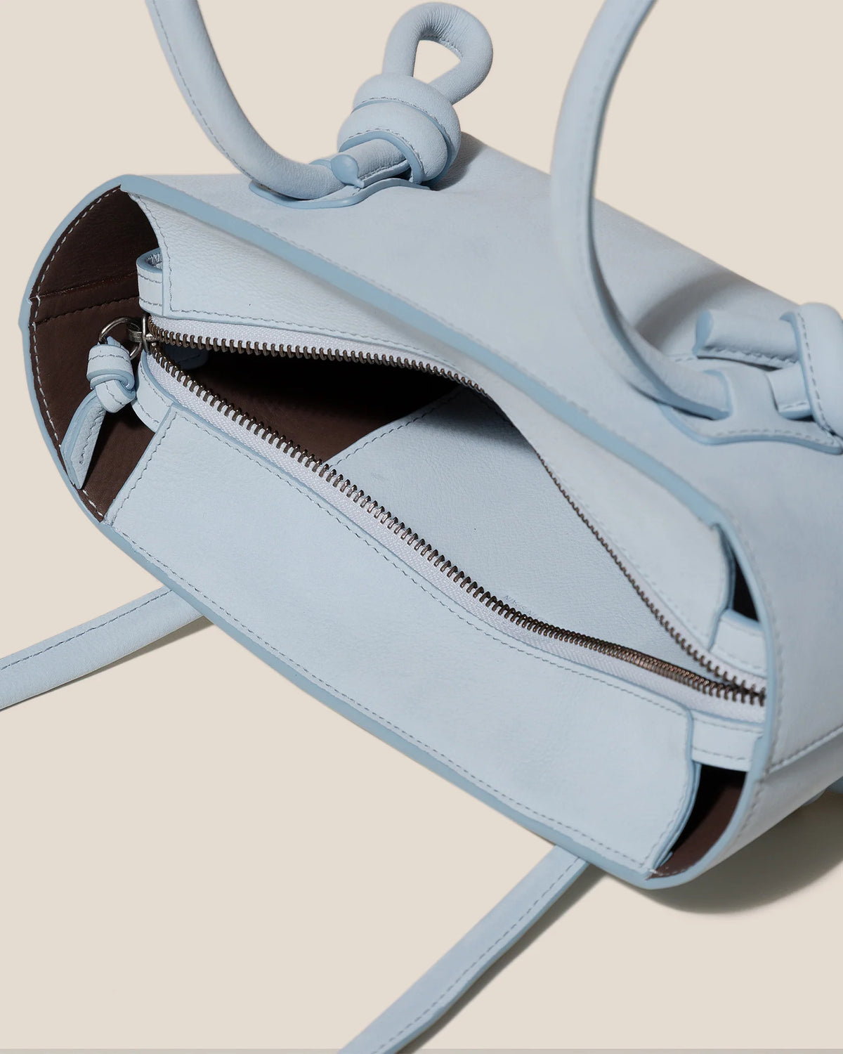 Baby Blue Knotted Detail Leather Underarm Shoulder Bag