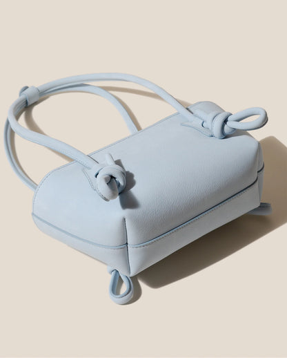 Baby Blue Knotted Detail Leather Underarm Shoulder Bag