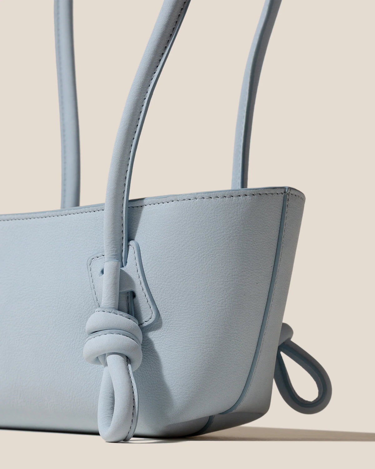 Baby Blue Knotted Detail Leather Underarm Shoulder Bag