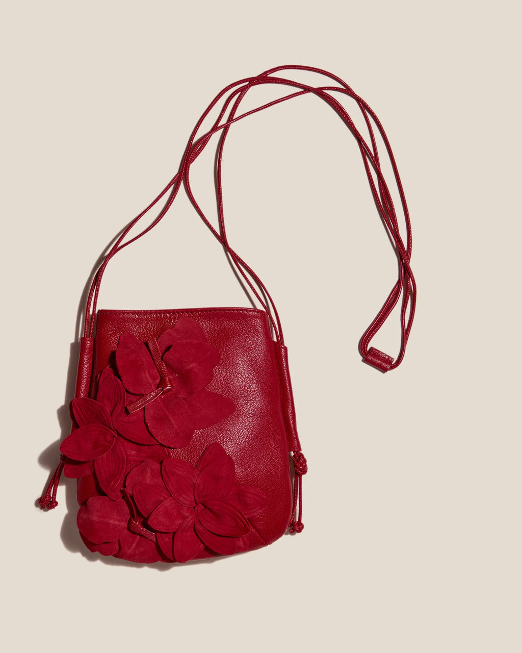 Red 3D Floral Leather Mini Crossbody Bag