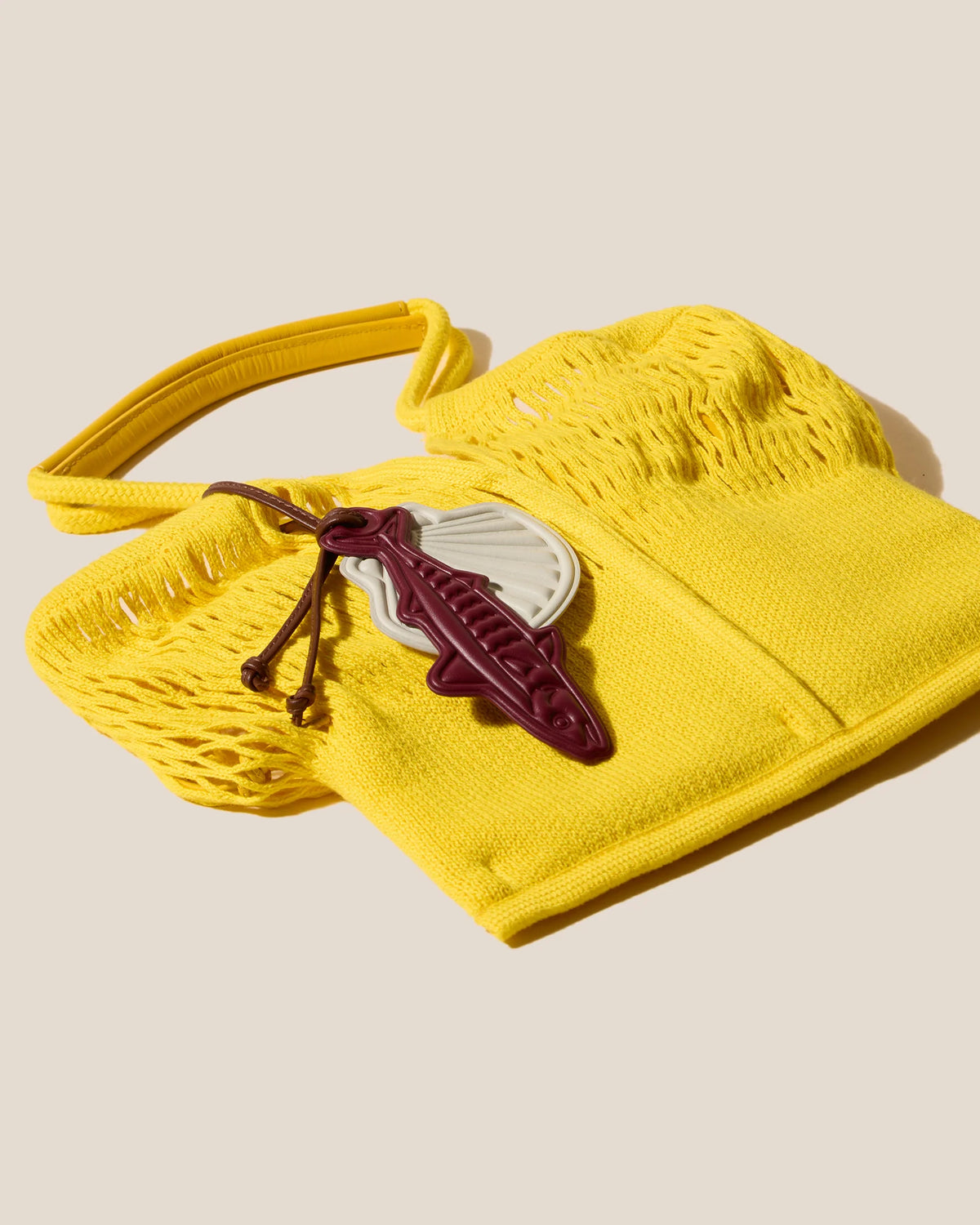 Yellow Open Knit Shoulder Tote Bag