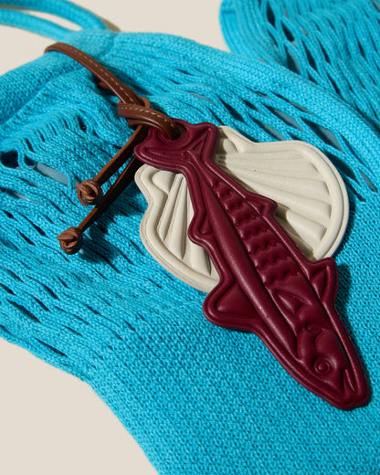 Turquoise Open Knit Summer Shoulder Tote Bag