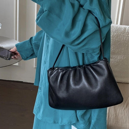 Black Sheepskin Ruched Underarm Shoulder Bag