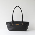 Black Cow Leather Gold Hardware Slim Underarm Shoulder Bag